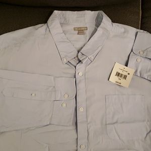 New men's long sleeve button-down poplin cotton sh
